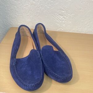 Navy Blue Suede Loafers